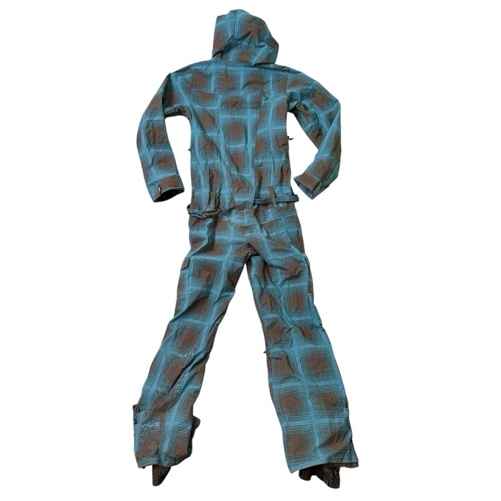 Roxy Womens Utility 5000 Snow Suit One Piece Blue Brown Plaid Ski Snowboard‎ M - Picture 4 of 16